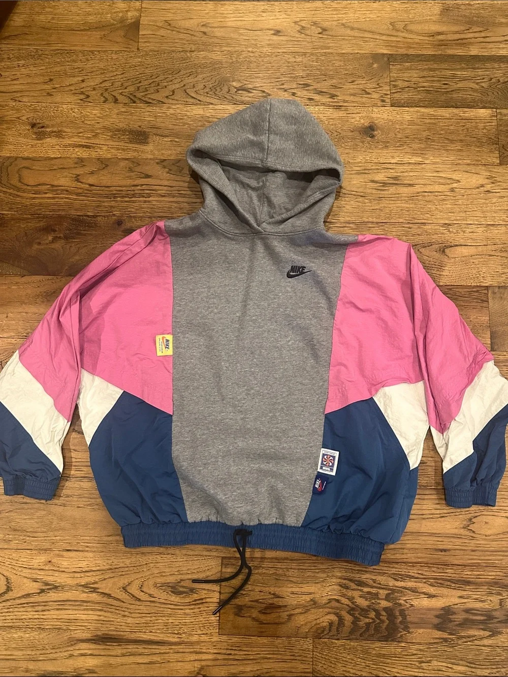 Nike Colorblock Hooded Pullover - Gray Pink Blue